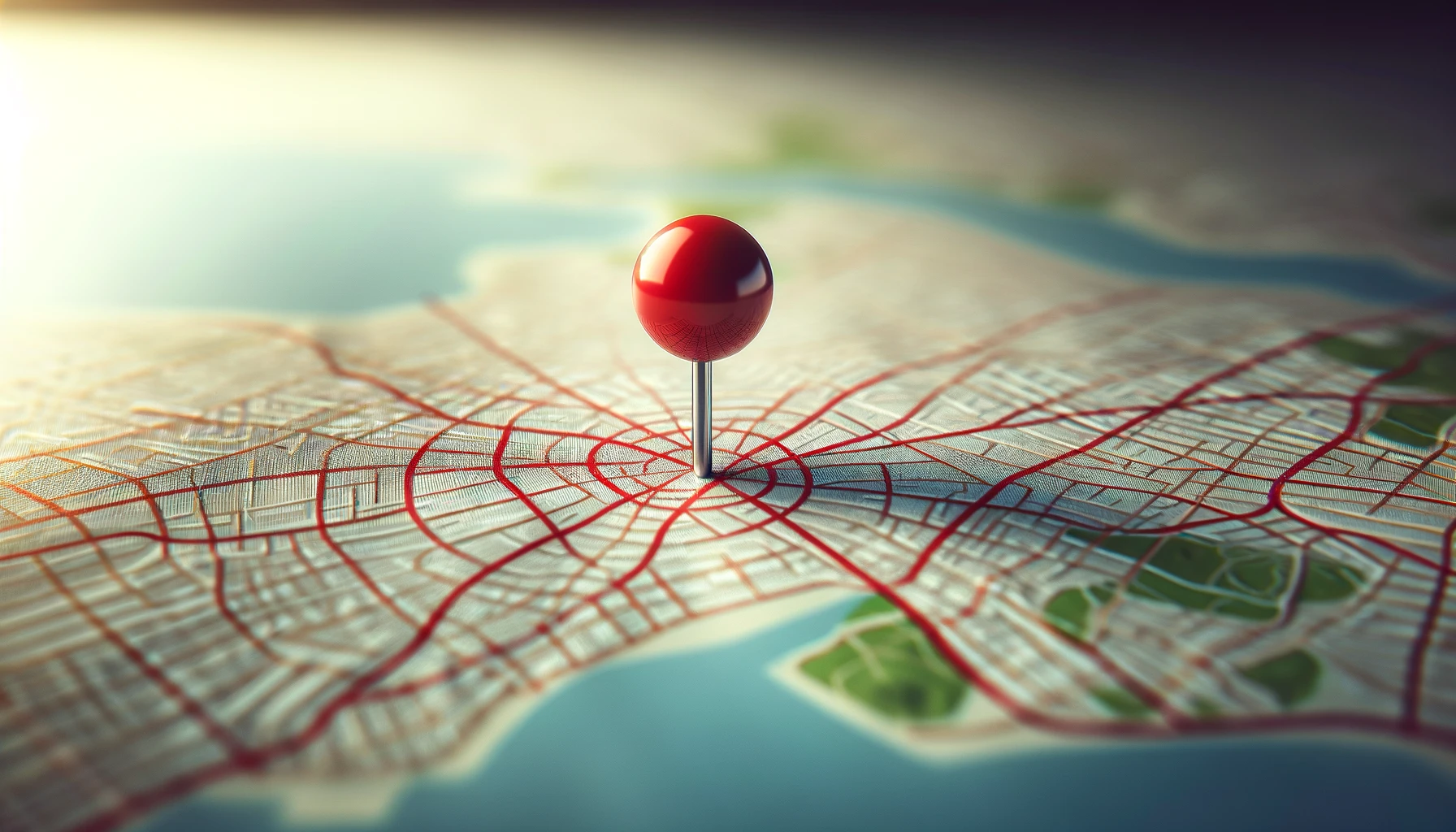 A local map with a pin representing local SEO
